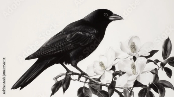 Obraz Kaua'i o'o bird in style of biological anatomical book