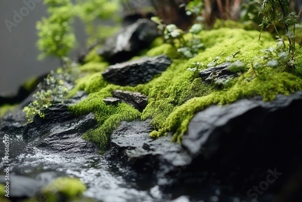 Obraz Miniature Moss Garden with Waterfalls