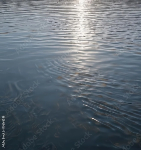 Fototapeta Sunlit water, gentle ripples form mesmerizing patterns on a tranquil lake surface , image, glistening, liquid