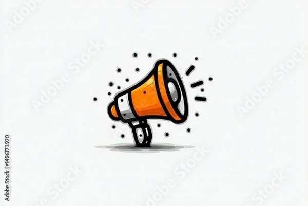 Fototapeta A vibrant megaphone illustration with dynamic sound effects ideal for communication and announ