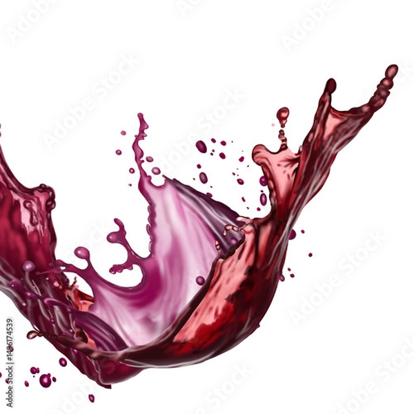 Obraz flowing velvet red wine frozen in an abstract futuristic. Elegant red liquid splash with fluid motion, isolated for creative projects.