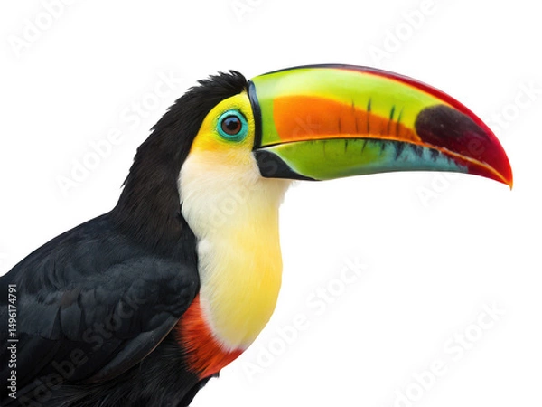 Fototapeta Toucan bird close up portrait isolated on transparent background