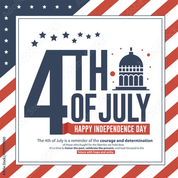 Obraz Happy 4th of July Independence Day Social Media Template – USA Celebration 