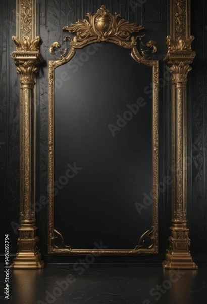Fototapeta Shimmering black gold VIP backdrop, intricate details,  backdrop,  royal,  exclusive