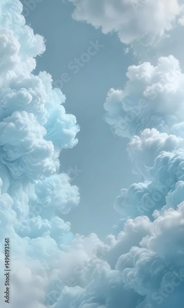 Fototapeta Dreamy pastel blue abstract backdrop, soft cloud shapes  ,  hazy,  smooth,  gentle