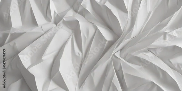 Fototapeta Deep creases, textured white paper, abstract folds,  material,  chaotic