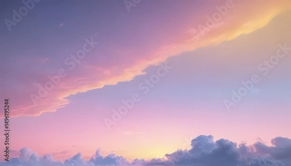 Fototapeta Fuzzy pink, blue, and yellow gradient, resembling a sweet, airy sky  ,  cheerful,  tone,  fantasy