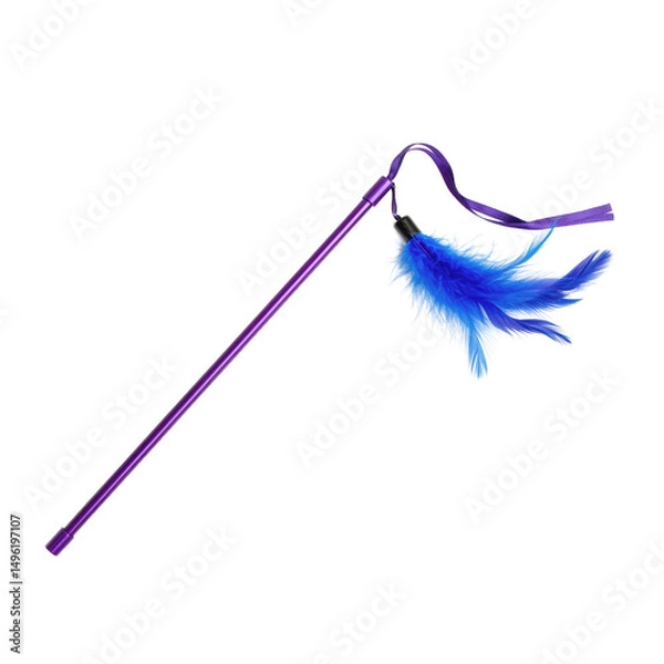 Obraz Purple Cat Wand Toy with Blue Feathers