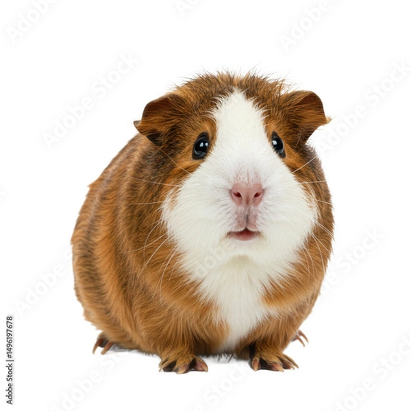 Obraz Guinea Pig Sitting Front View on White