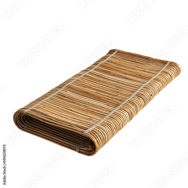 Fototapeta Minimalist Eco Straw Beach Mat with Sleek Design Isolated on Transparent Background