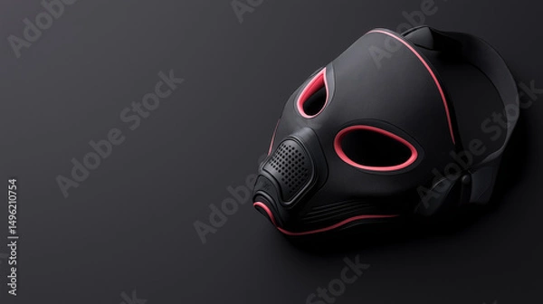Obraz Futuristic black and pink breathing mask on dark background, ideal for tech products, games, or sci-fi concepts