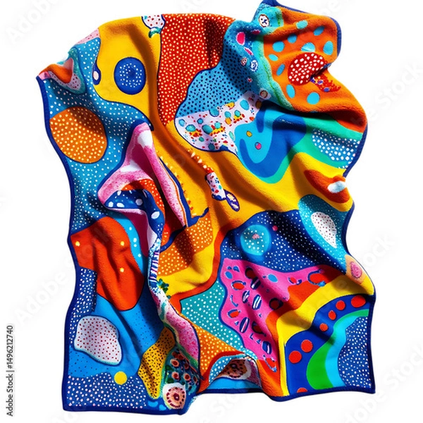Fototapeta Playful Beach Towel with Oversized Whimsical Pattern Isolated on Transparent Background