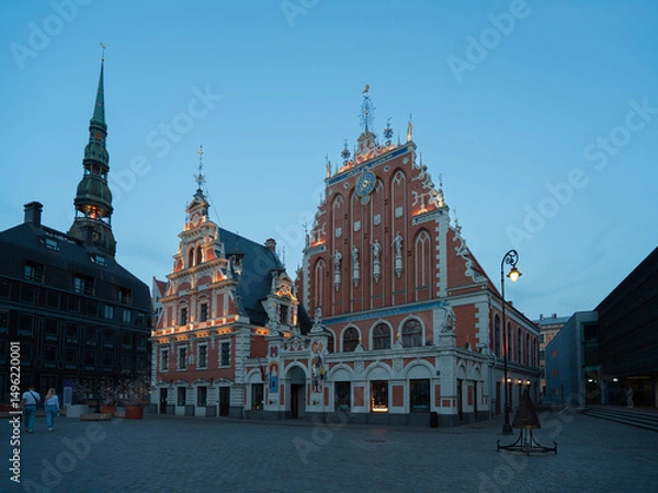 Obraz The town hall square and the House of the Black Heads in Riga, Latvia	
