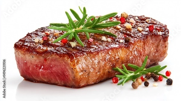 Obraz Premium Gourmet Steak on White Background for Culinary Professionals