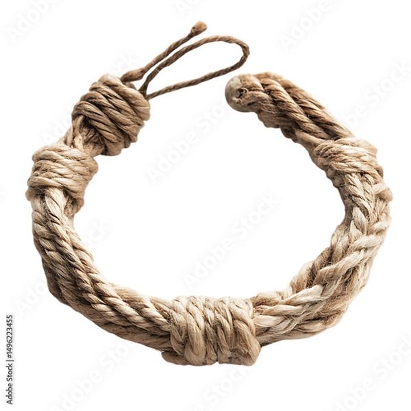 Fototapeta Minimal Woven Bracelet with Soft Neutral Fibers Isolated on Transparent Background