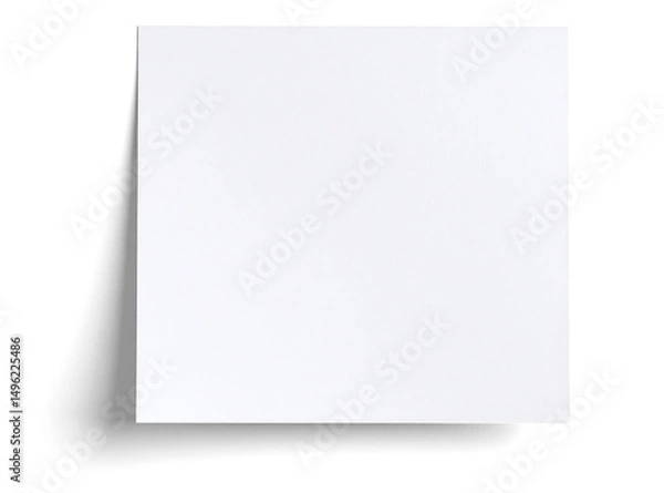 Fototapeta White post it with shadow on transparent background, png image
