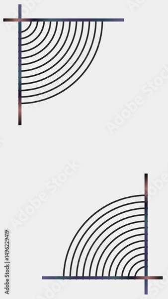 Fototapeta A modern abstract design featuring intersecting arcs and straight lines. The subtle gradient adds depth, creating a minimal yet dynamic composition. Ideal for geometric and contemporary art.