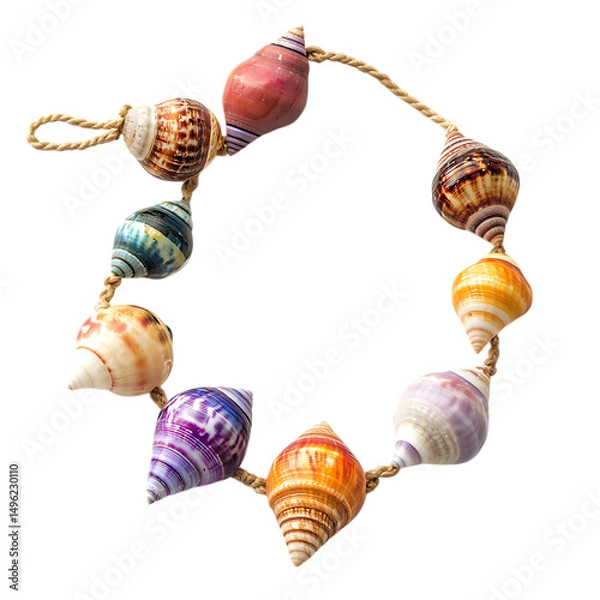 Fototapeta Playful Shell Anklet with a Series of Colorful Natu Isolated on Transparent Background