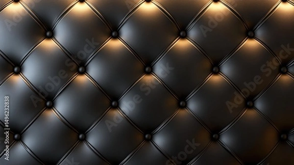 Obraz Luxurious Black Leather Upholstery Texture, Diamond Pattern, Elegant Background
