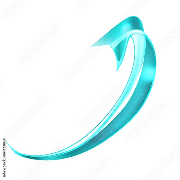 Fototapeta Modern Arrow with Dynamic Curves in Turquoise Colou Isolated on Transparent Background