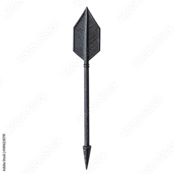 Obraz Sleek Arrow with Refined Details in Slategrey Color Isolated on Transparent Background