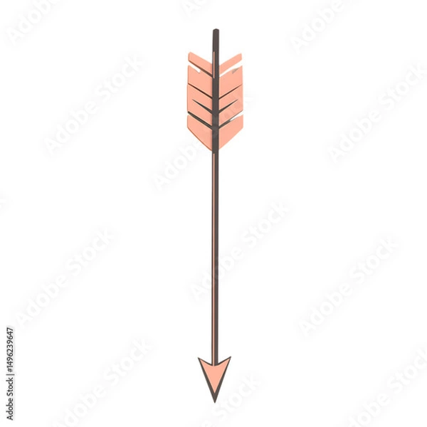 Fototapeta Modern Arrow with a Bold Silhouette in Soft Apricot Isolated on Transparent Background