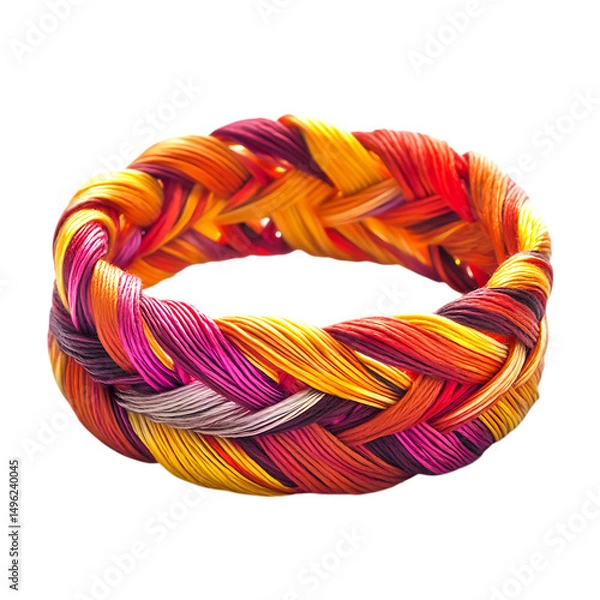 Fototapeta Artistic Woven Bracelet with an Intricate Design of a Colorful Bracelet with a Braid Isolated on Transparent Background