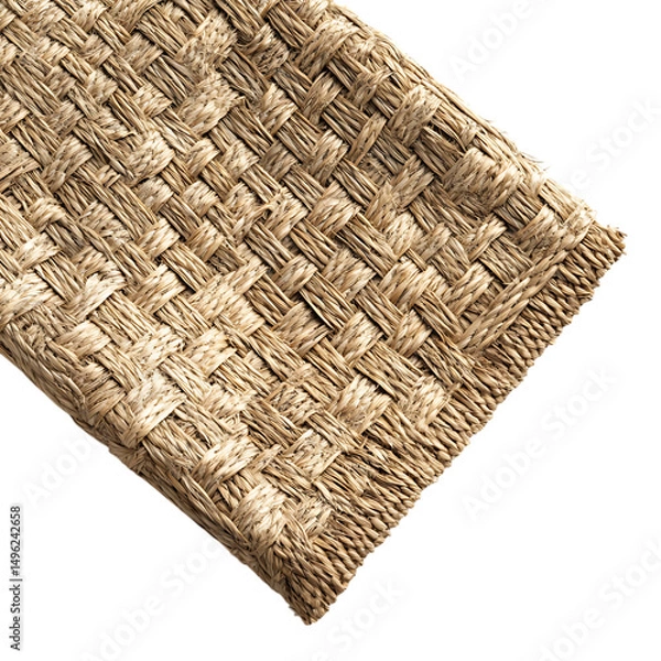 Fototapeta Minimalist Woven Straw Beach Mat with a Sleek Design Isolated on Transparent Background