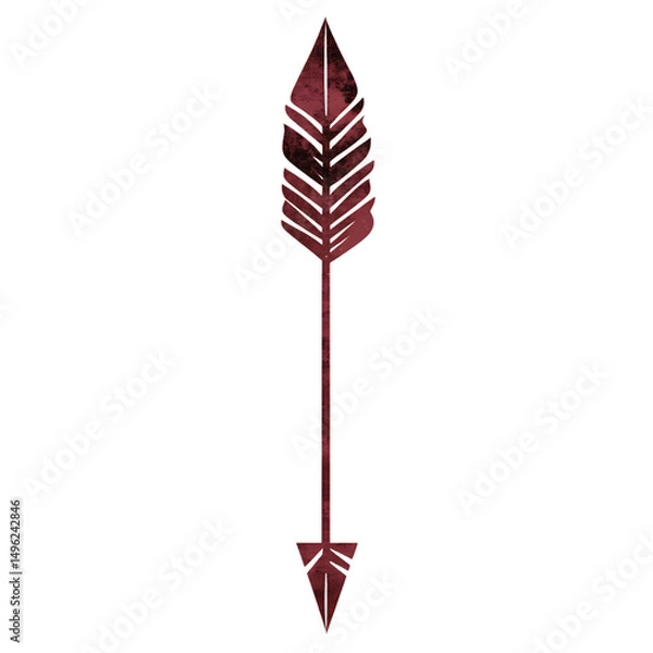 Fototapeta Abstract Arrow with Layered Motifs in Deep Maroon Isolated on Transparent Background