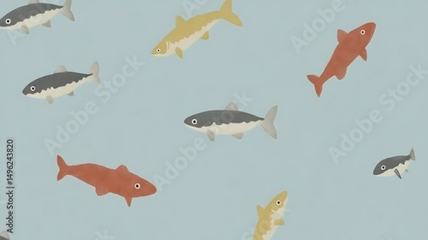 Obraz Colorful Fish Seamless Pattern.