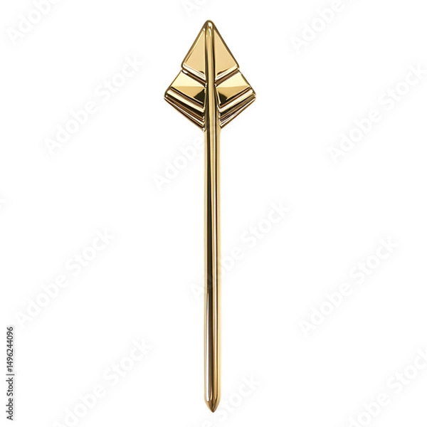 Fototapeta Sleek Arrow with Reflective Finish in Polished Gold Isolated on Transparent Background
