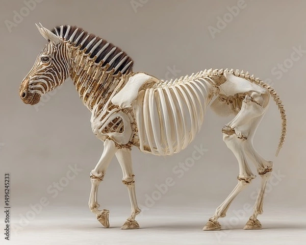 Fototapeta Zebra Skeleton Side View.