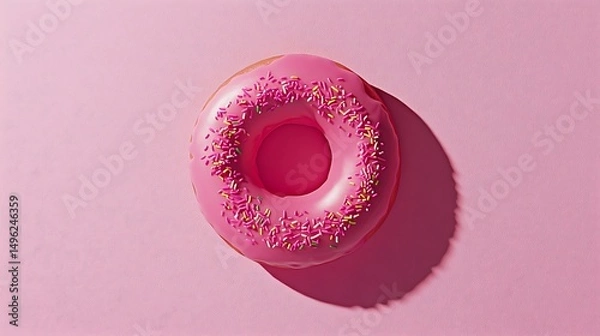 Obraz Pink Donut Sprinkles Pastel Background.