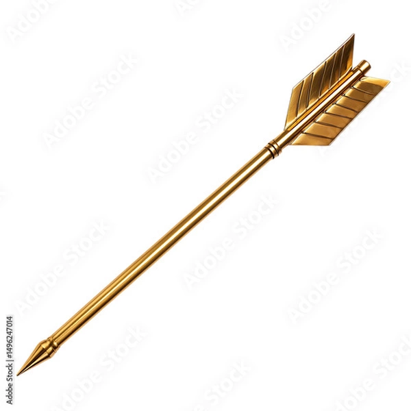Fototapeta Modern Arrow with Sharp Precision in Brilliant Gold Isolated on Transparent Background