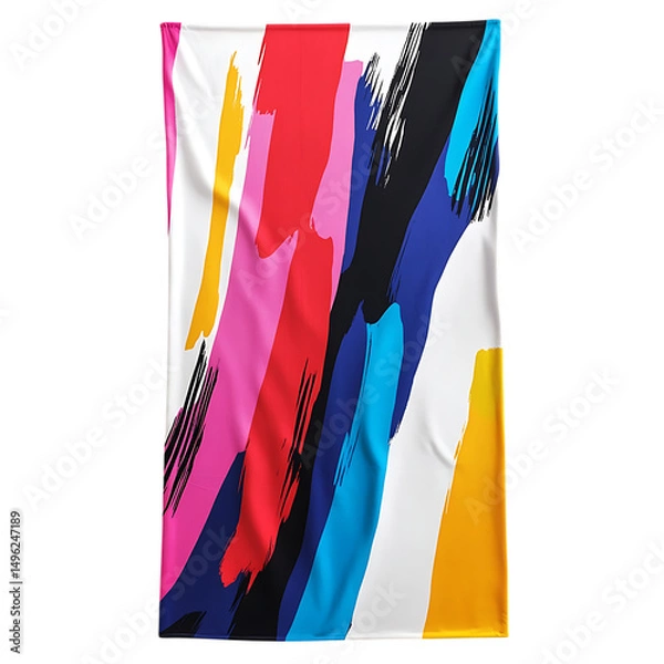 Fototapeta Contemporary Beach Towel with Large Bold Digital Br Isolated on Transparent Background