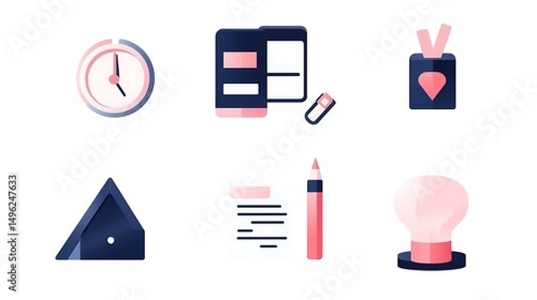 Obraz Flat Icon Set Time with Design, and Ideas.