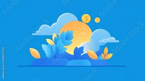 Obraz Sunny Landscape with Coins.