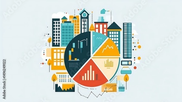 Obraz Cityscape Business Data Analysis.