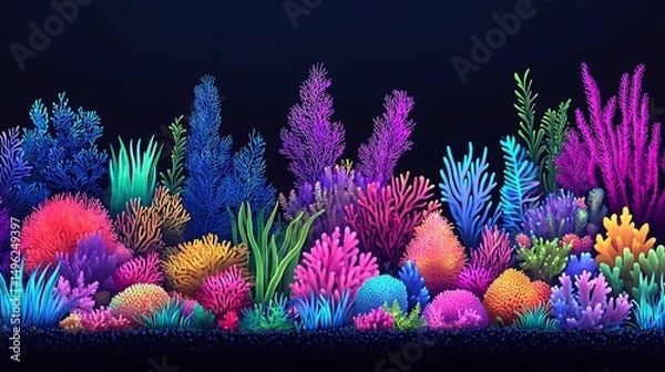 Obraz Vibrant Coral Reef with Ocean Life.