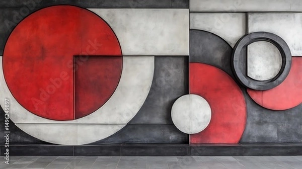 Obraz Abstract Red Geometric Wall Art.