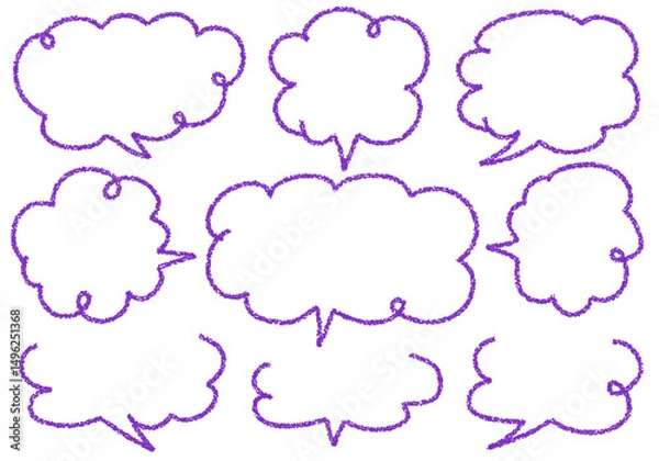 Fototapeta クレヨン素材　手描きのふきだしセット