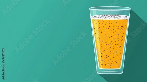 Obraz Sparkling Juice Glass Teal Background.