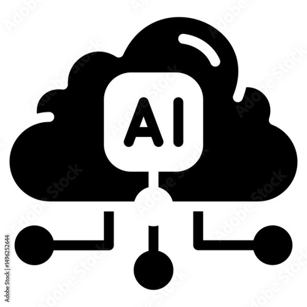 Fototapeta AI cloud solid style icon