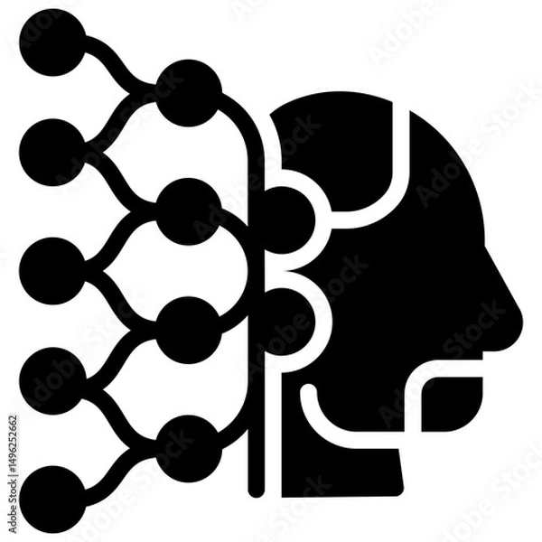 Fototapeta machine learning solid style icon