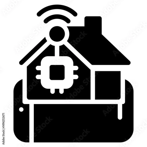 Fototapeta smart home AI solid style icon