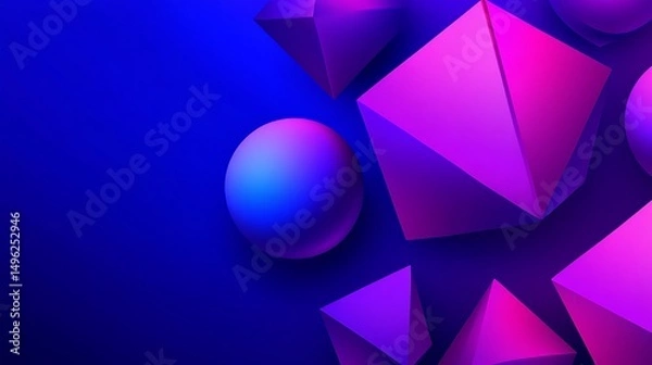 Obraz Purple Geometric Shapes with Blue Background.