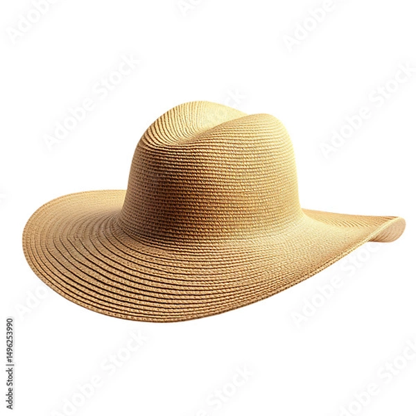Fototapeta Modern Wide Brim Sun Hat with Crisp Angular Edges Isolated on Transparent Background