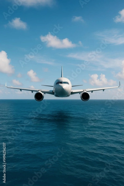 Fototapeta Plane flying low above the sea