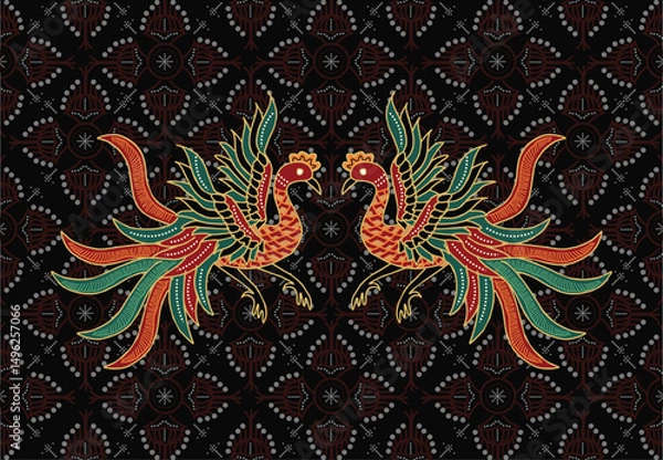 Obraz Indonesian Batik Pattern with a Very Unique Bird Motif