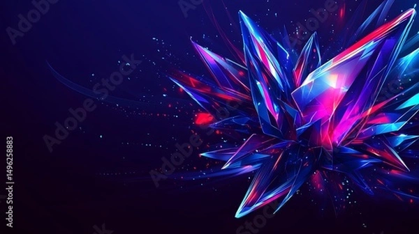 Obraz Abstract Crystal Explosion with Dark Blue.